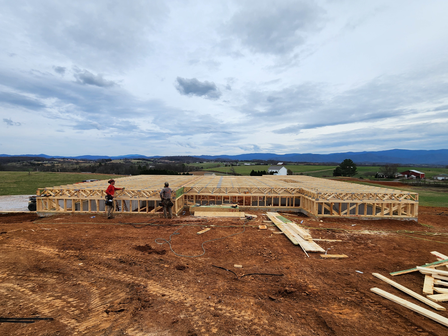 Trusses for main floor construction in Limestone.