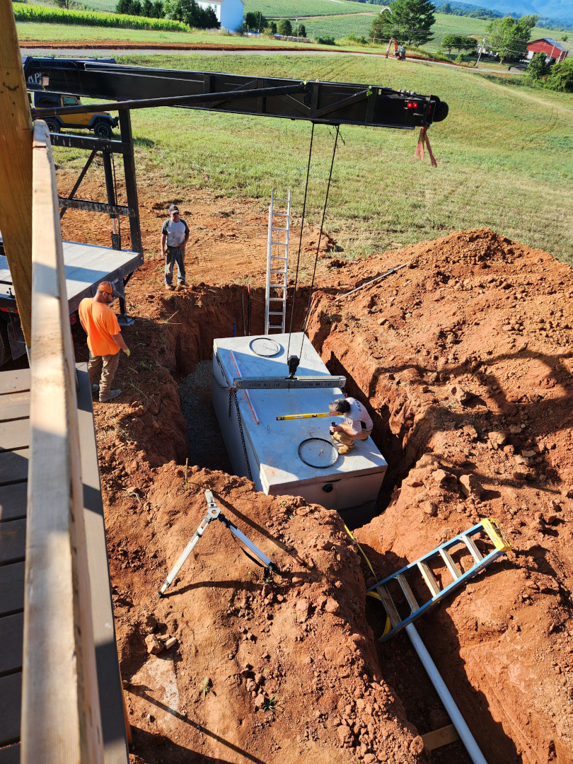 Septic tank being installed in Limestone.