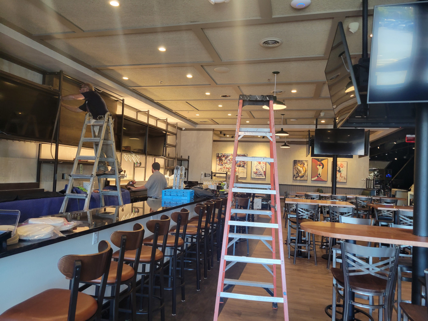 Bar at Matchplay, showcasing the Tectum ceiling detail.