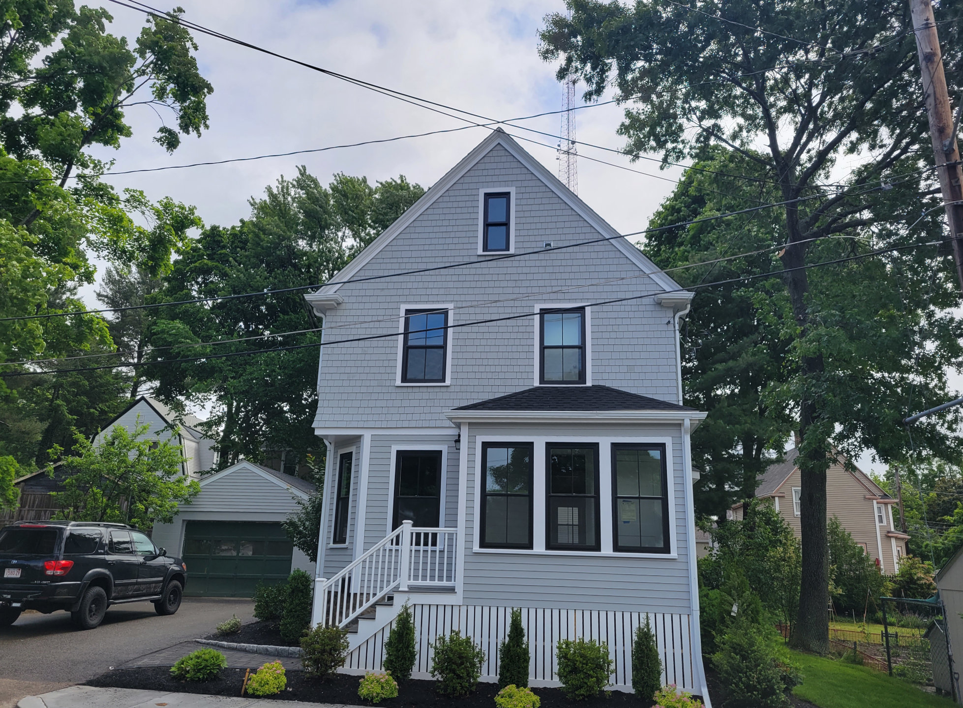 Frontal shot of Newton residence.